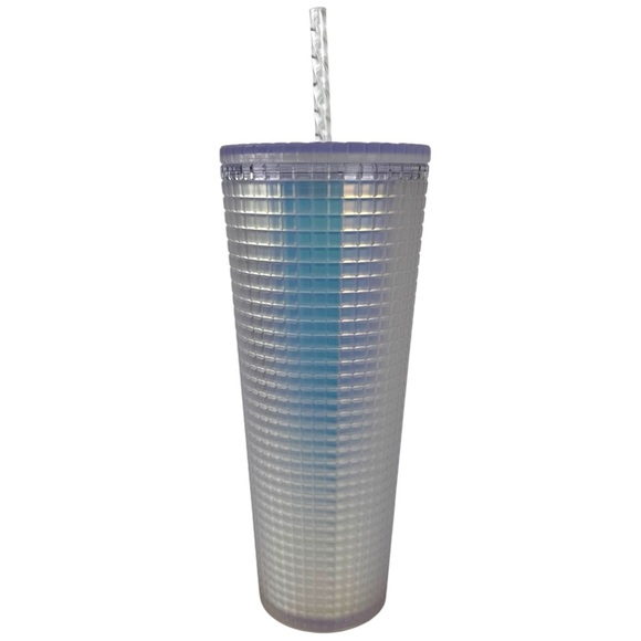 Starbucks Spring 2022 Iridescent Frost White Grid Tumbler Cold Cup Venti 24 oz - Picture 9 of 13